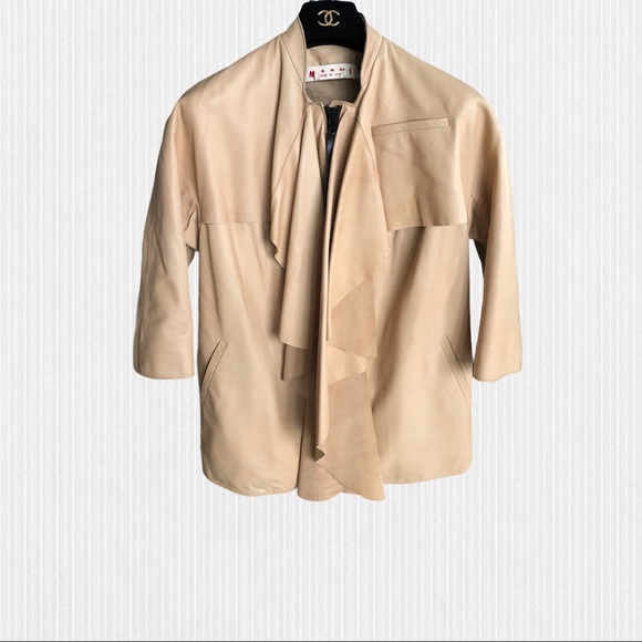 Marni nude leather dress jacket coat 38 M